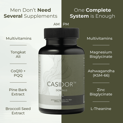 Casidor Dominus Multivitamins for Men | Tongkat Ali, CoQ10, PQQ, Pine Bark, Ashwagandha, Magnesium, Zinc, L-theanine