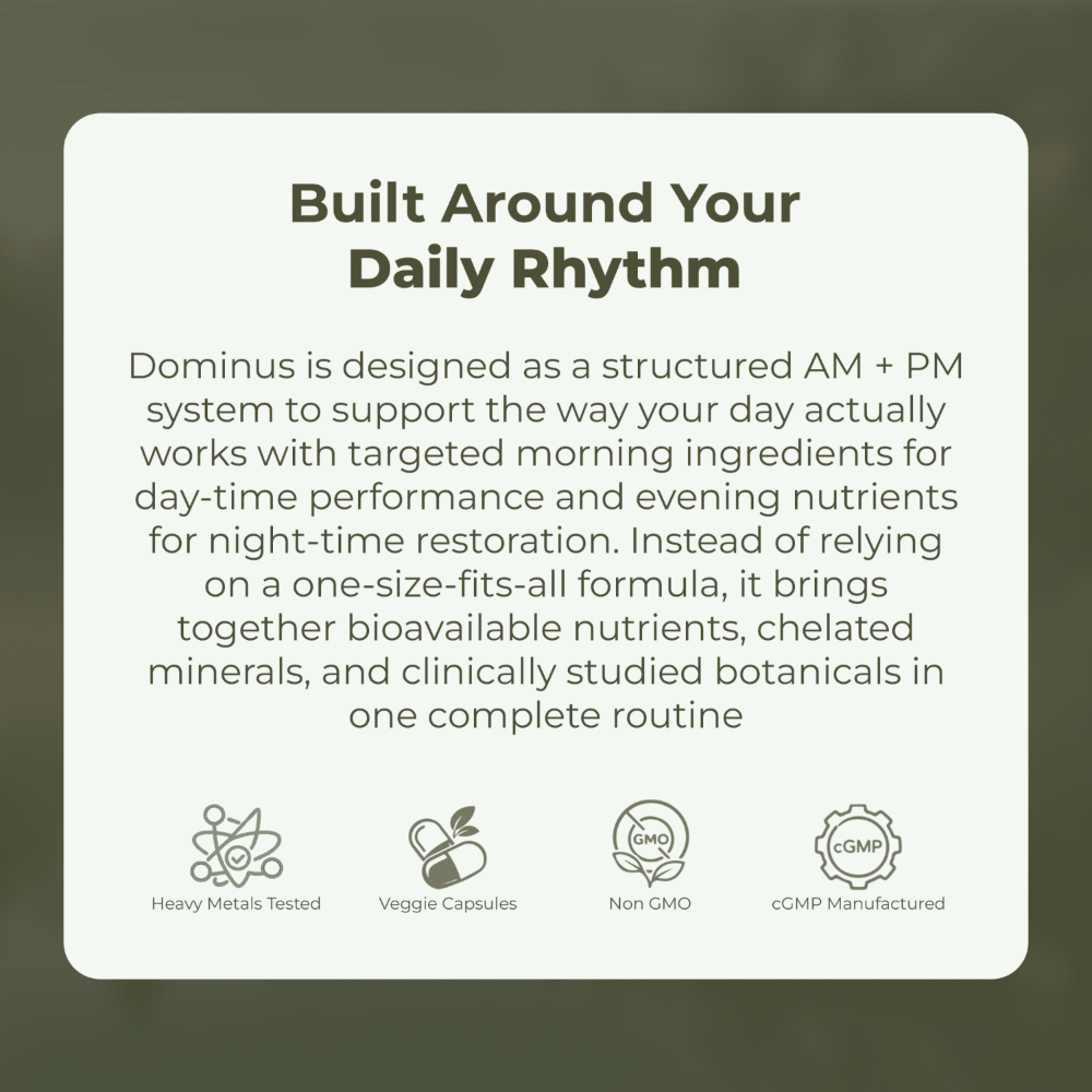Casidor Dominus Multivitamins for Men | AM and PM Performance Formula | cGMP Manufactured, Veggie Capsules, Non GMO