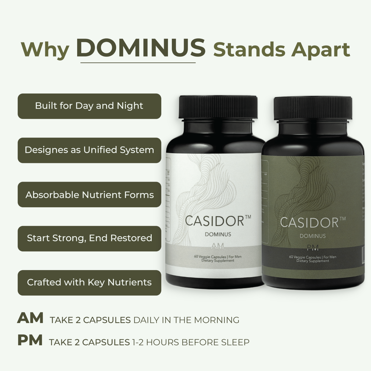 Casidor Dominus Multivitamins for Men | AM and PM Performance Formula | Comparison