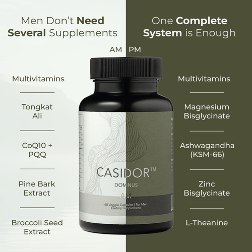 Casidor Dominus Multivitamins for Men | Tongkat Ali, CoQ10, PQQ, Pine Bark, Ashwagandha, Magnesium, Zinc, L-theanine